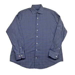 Peter Millar Crown Crafted Button Up Shirt Size XL Blue Plaid Casual Golfcore